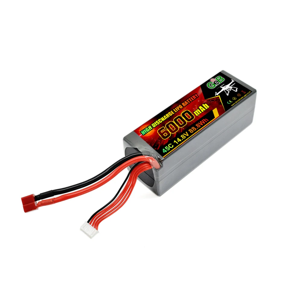 GEB 14.8V 4S 45C 35C høj afladningshastighed lipo batteri 4S 6000mah genopladeligt dronebatteri til RC legetøjsdrone