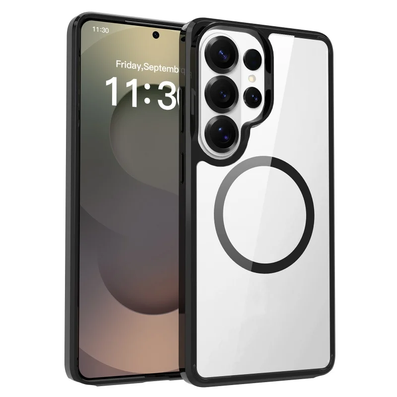 Nouvelle coque de téléphone mobile magnétique rigide anti-chute deux-en-un en TPU+PC pour Samsung S26 EDGE, couvercle arrière transparent magnétique et antichoc