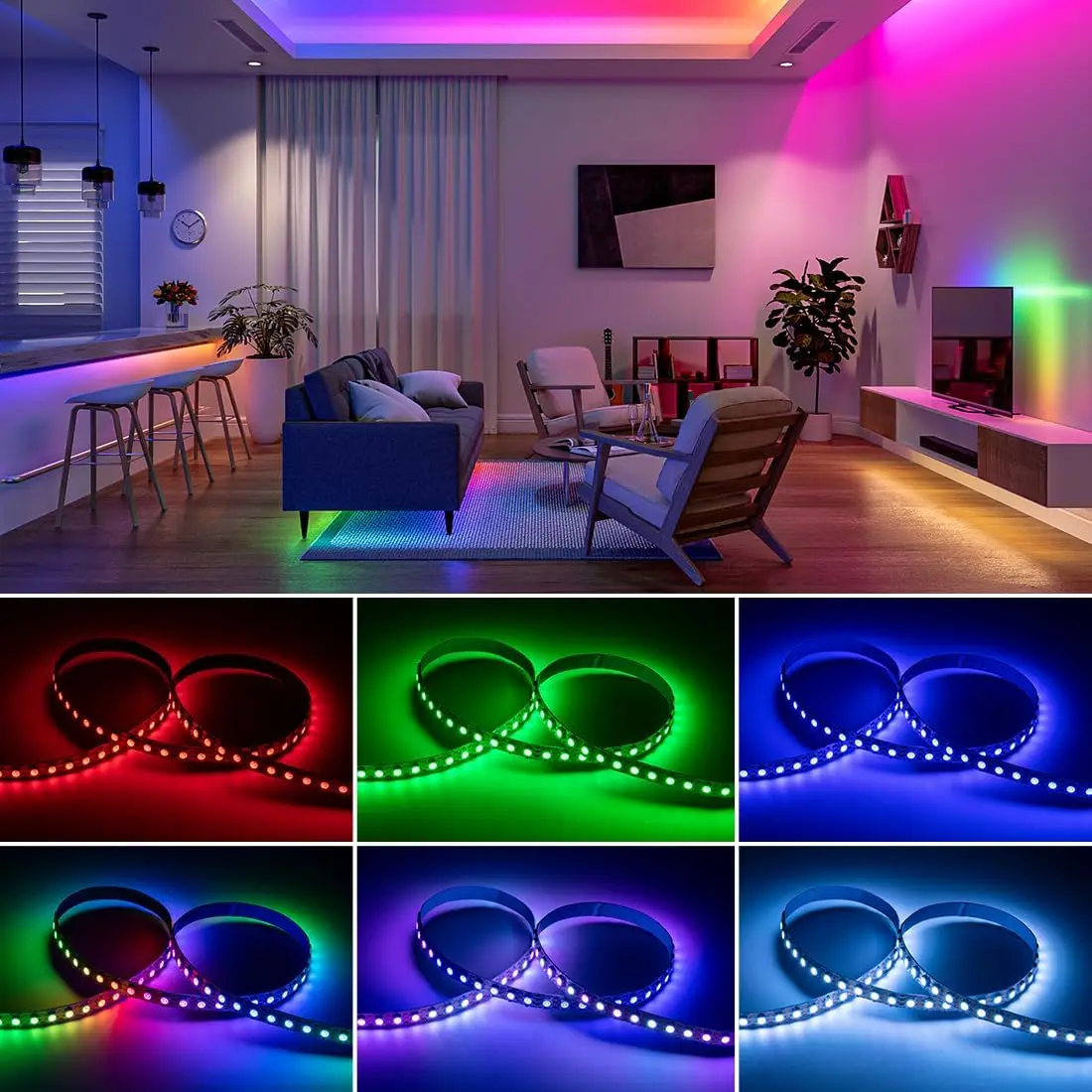 5V WS2812B 5050 LED Streifen Strip RGB Lichtleiste Individuell - Foto 6