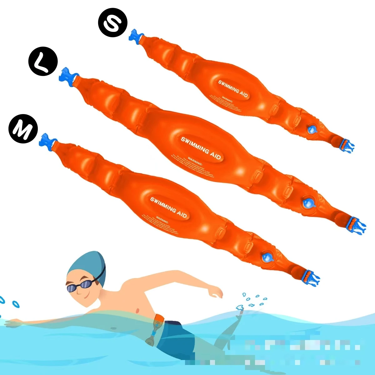 Adjustable Swim Belt Kids Back Float Swim Bubble - Adjustable 3-Layer Swim Belt For Children Under 60 Lbs Children's Swimming Aid