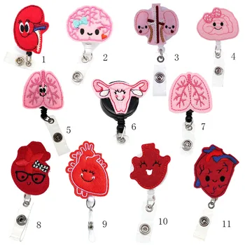 Wholesale Medical Felt Organs Retractable ID Badge Reel/holder  for Nurse Accessories