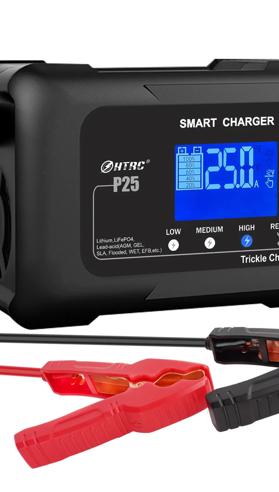 12V25A 24V13A Smart Car Battery Charger/Trickle Charger/Pulse 