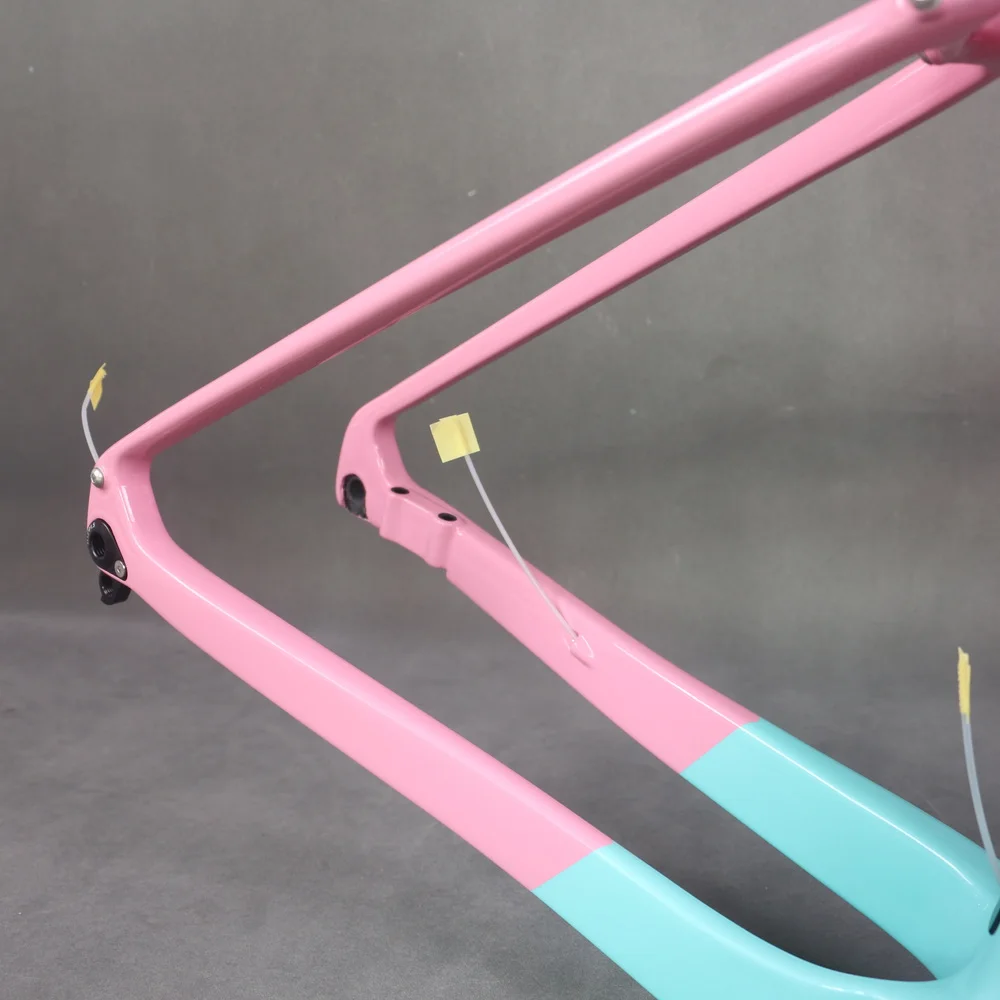 Bingkai sepeda kerikil cat merah muda biru GR047 T47 braket bawah kabel  tersembunyi penuh tersedia ukuran XS/S/M/L/XL