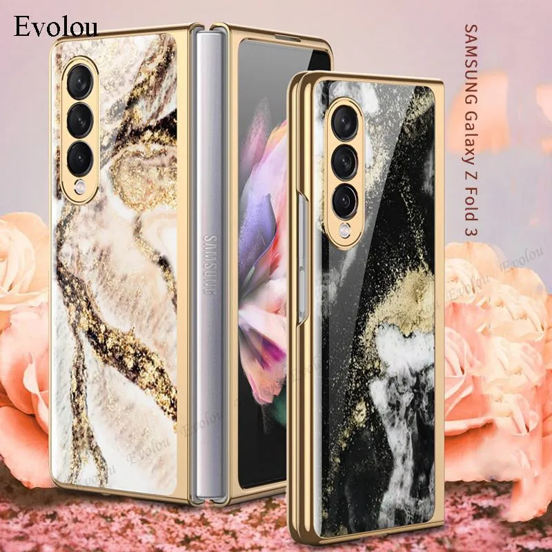 Luxury Plating Edge Tempered Glass Fold Case For Samsung Galaxy Z Fold