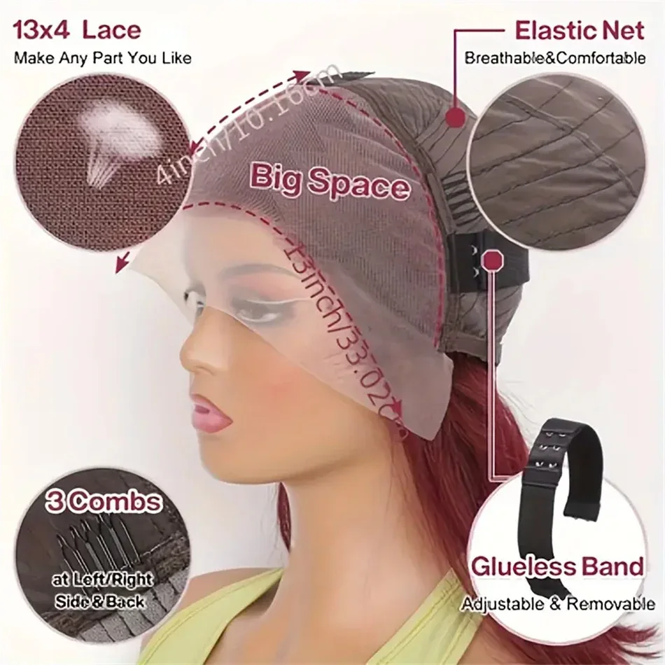 99J Bob Perücke Frauen gerade menschliches Haar Perücken 13 x 4 Spitze brasilianische Remy Haar Perücken 210 % Dichte_voghion.com