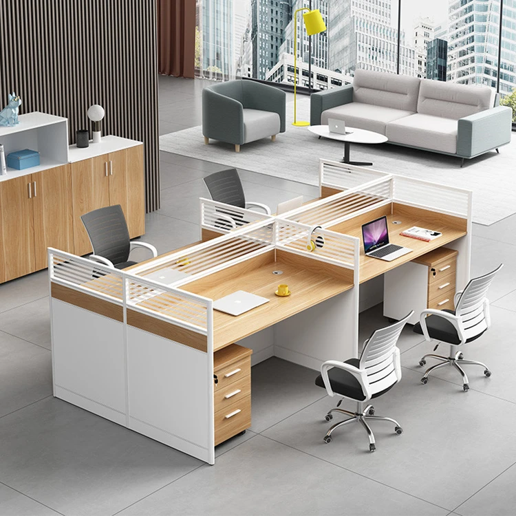 Wooden Staff Working Table Cubicles Desk Modern Office Work Station Modular Office Workstation