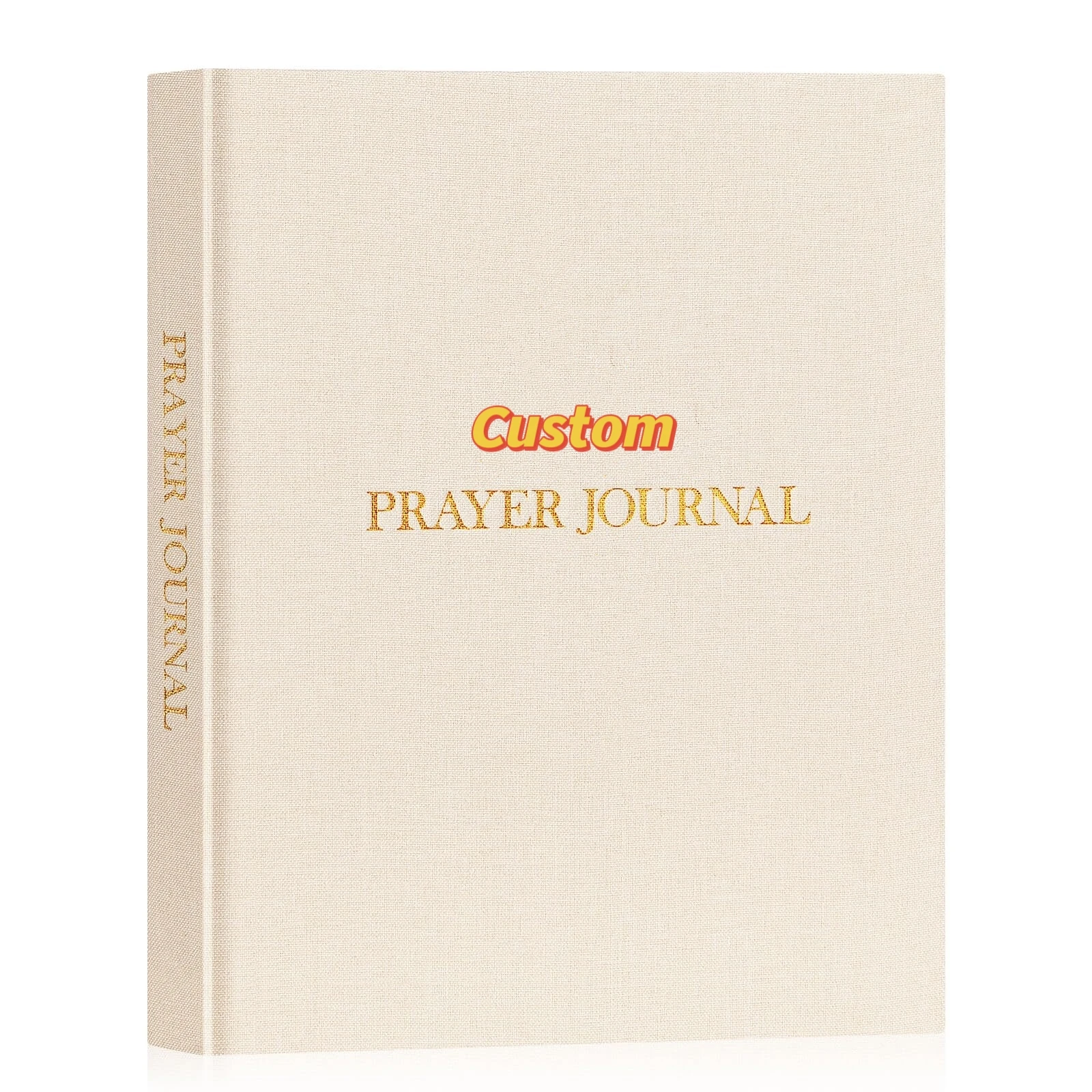 OEM Custom Golden Foiled Eco Friendly Notebook With Linen Hard Cover Bible Planners 2025 for Women Christian Prayer Journal