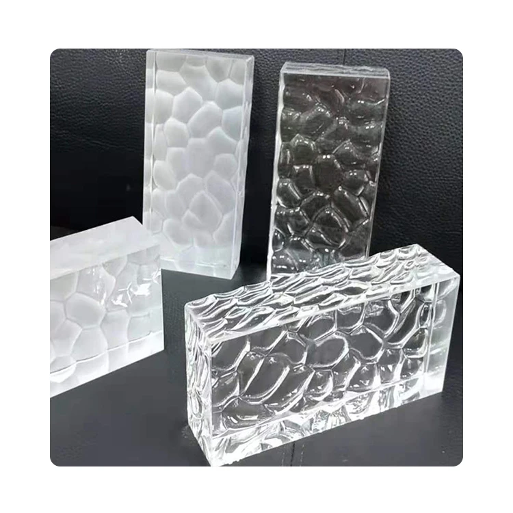 Plating Iridescent Glass Brick Water Cube Pattern Ultra Clear Solid Decorative Hot Melt Glass Bricks Blocks for Partition Wall