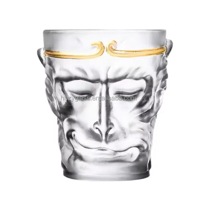 Manufacturers wholesale 110ml Transparent frosted Creative Monkey King shape glass cup