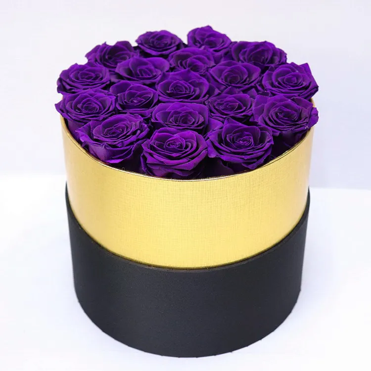 Caja De Arreglo De Flores De San Valentín,Rosas Preservadas De Lujo En Caja  De Regalo Redonda - Buy Y Rosas En La Ronda Caja De Regalo,Arreglo De  Flores Caja,Rosas Caja De Lujo