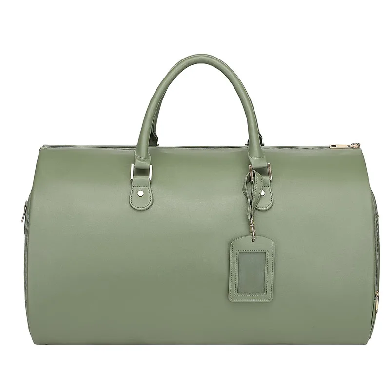 Travel Pu Leather Garment Dufflel Bag Convertible Garment Bags 2 In 1