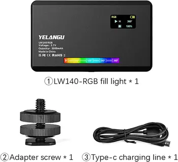 YELANGU Mini RGB LED Video Light Panel, 2500-9000K Adjustable Color Temperature detail image
