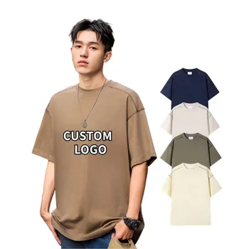 OEM/ODM 100% Cotton 250GSM Oversize Unisex O-Neck T-Shirt Short Sleeve Blank Plain Dyed Custom Logo Sports t-shirt for Men