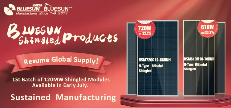 Bluesun Flexible Solar Panels Kit 690W 700W 710W 710W Bifacial Shingled ...