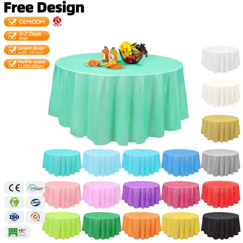Handmade Custom Printed 120-Inch Tablecloths 84-Inch Disposable Peva Plastic Wedding & Birthday Table Covers