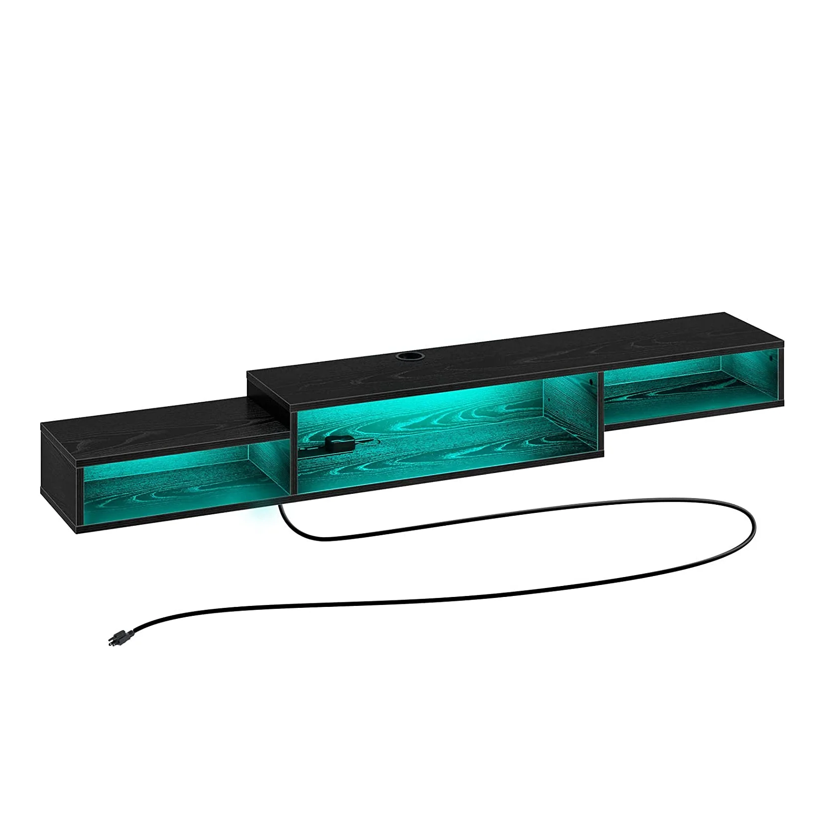 Floating TV Stand with Power Outlet Wall Mounted Media Console Cabinet Shelf Under TV for Cable Box Audio Video