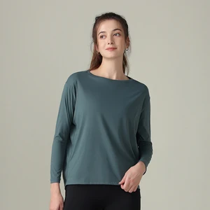 Factory Wholesale Custom Logo Fitness Wear Long-sleeved Women's Simple Sports Tops Workout Gym Running T-shirts Tight Yoga Wear