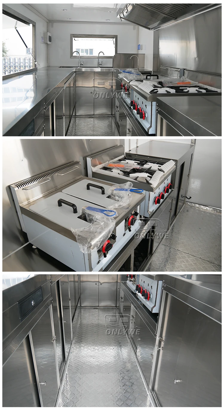 Street Square Mobile Kitchen Ice Cream Fast Food Trailer Fully Equipped