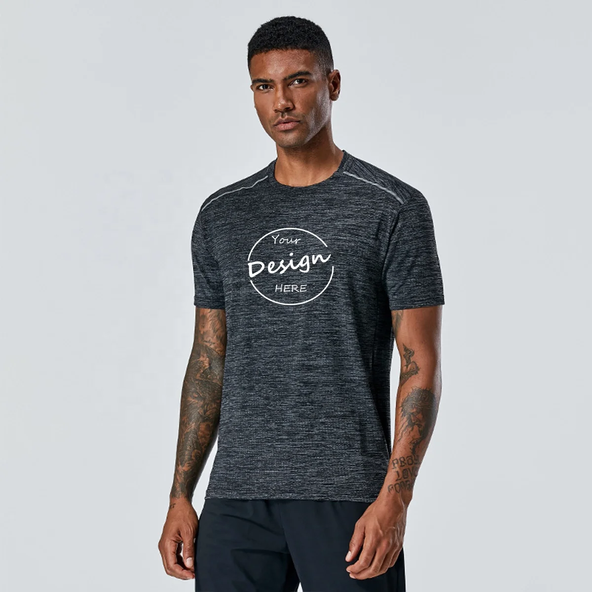 JL0801B Basic Tee Shirts Men Polyester T Shirt 170gsm Moisture Wicking Round Neck Sweat Activate Sports TShirt for Men