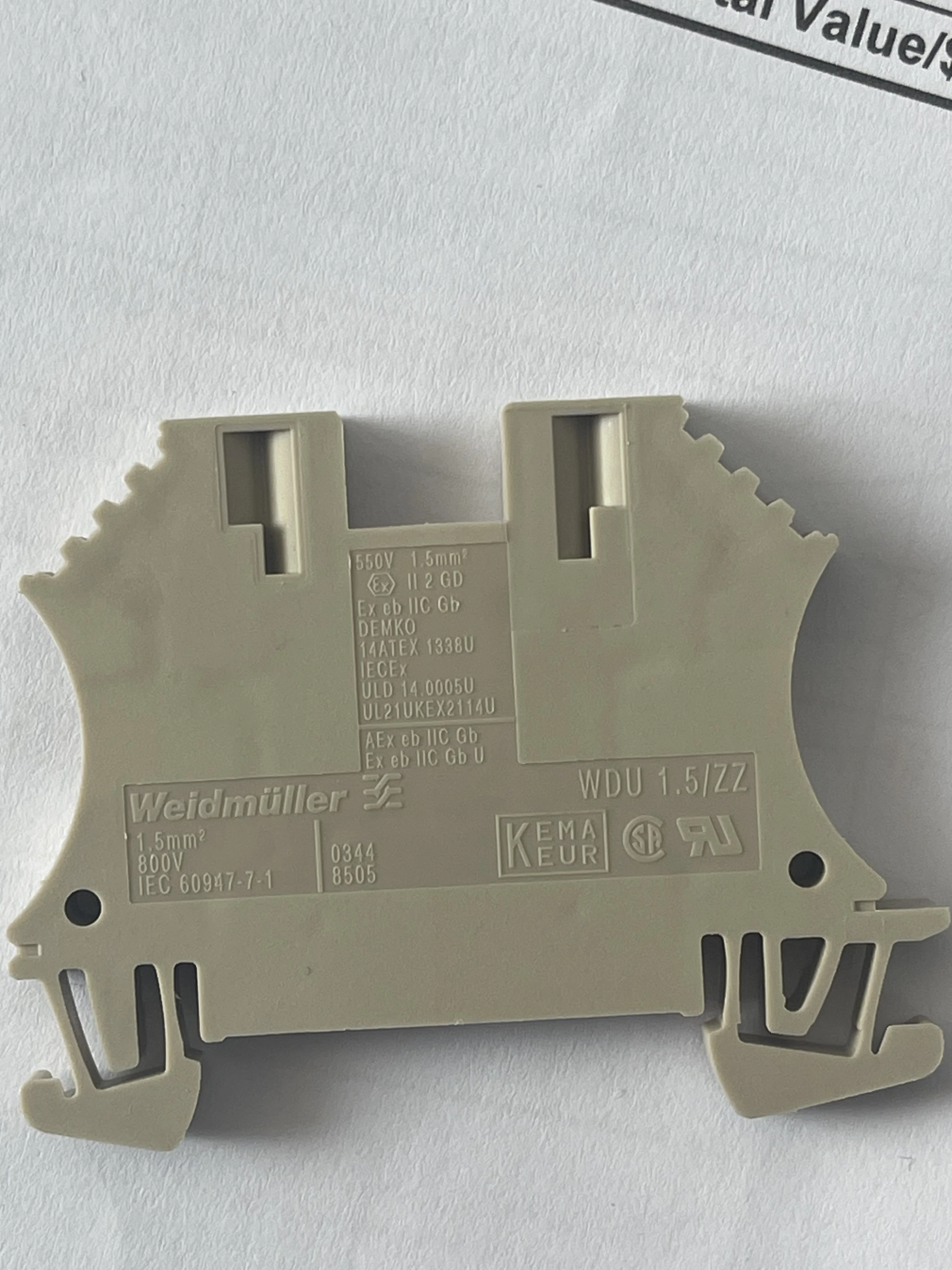Weidmüller Terminal Block WDU 1.5/ZZ