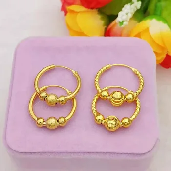Brass Plated hoop Earrings Imitation Gold Wedding Jewelry Women's Gold filled earrings Wholesale