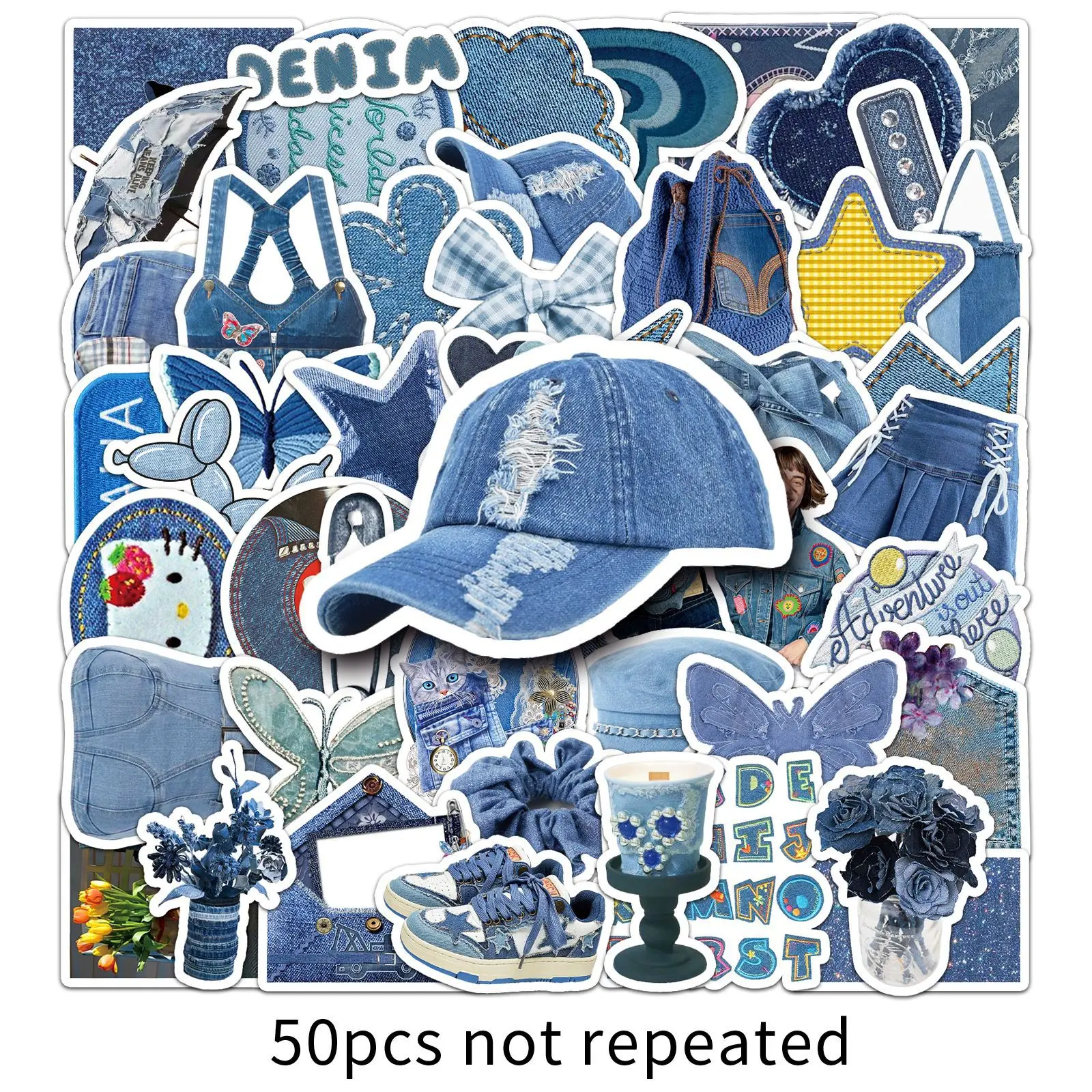 50PCS Creative Blue Ins Style VSCO Fresh Articles Clothes Jeans