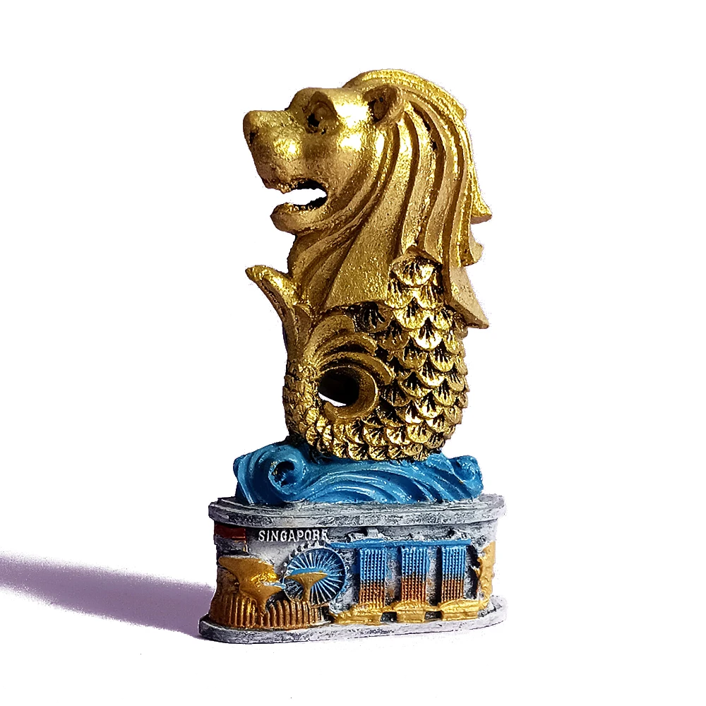 Magnete Frigorifero 3D Merlion Di Singapore | Souvenir Di Viaggio Fatto A Mano In Metallo | Regalo Originale
