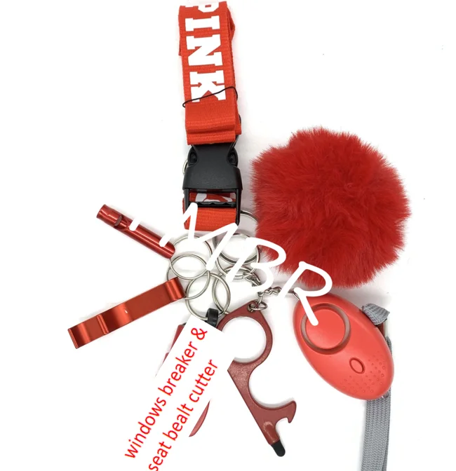 6pcs/set Fashion Self Key Chain Woman Alarm Set Safety Defense Keychain