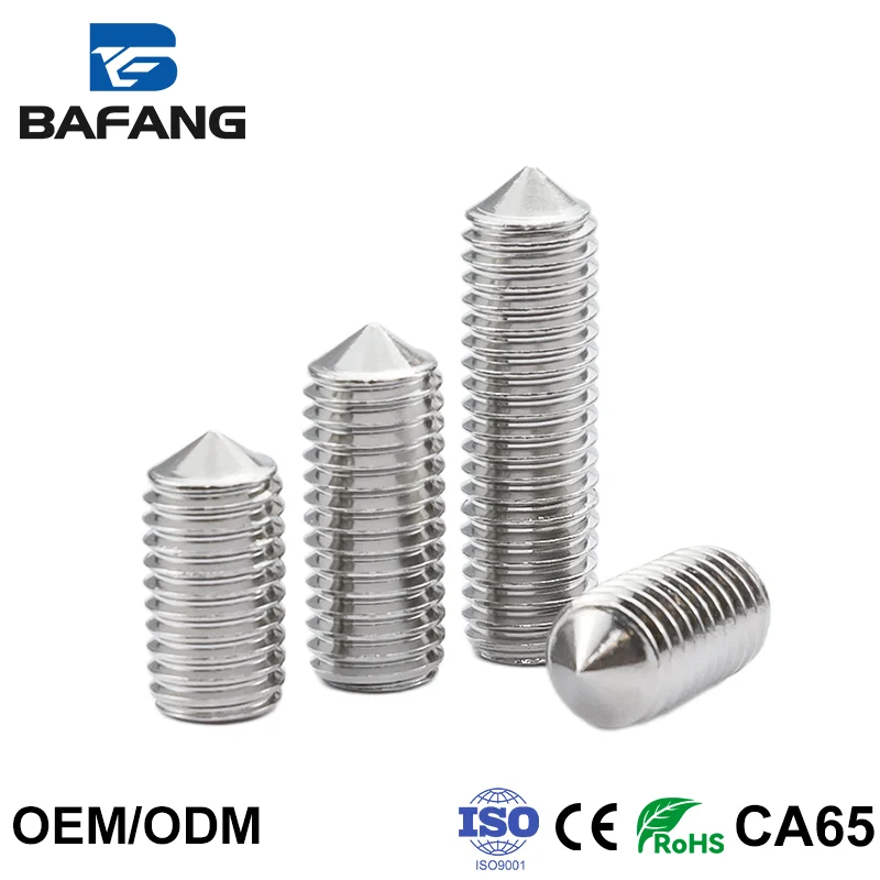Hex Socket Cone Point Grub Screw Stainless Steel Point Set Screw for Mechanical Equipment Positioning Fixing