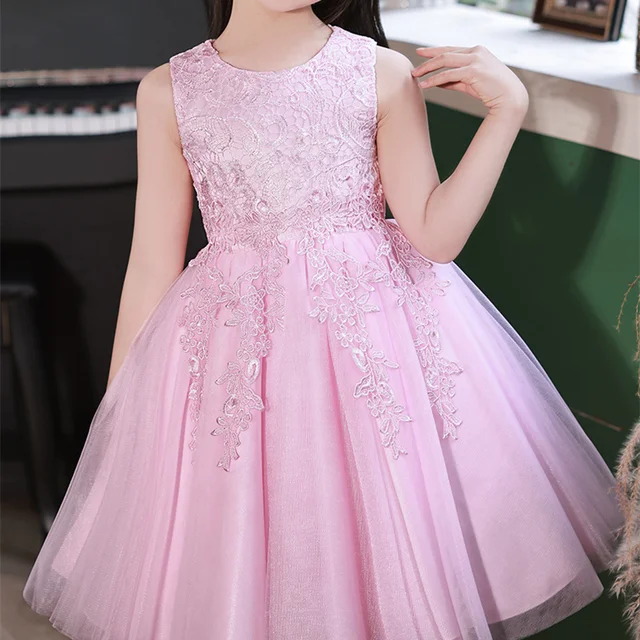 Professional Factory Sequined Floral Embroidered girls gala dress Casual dress for kids 2-10