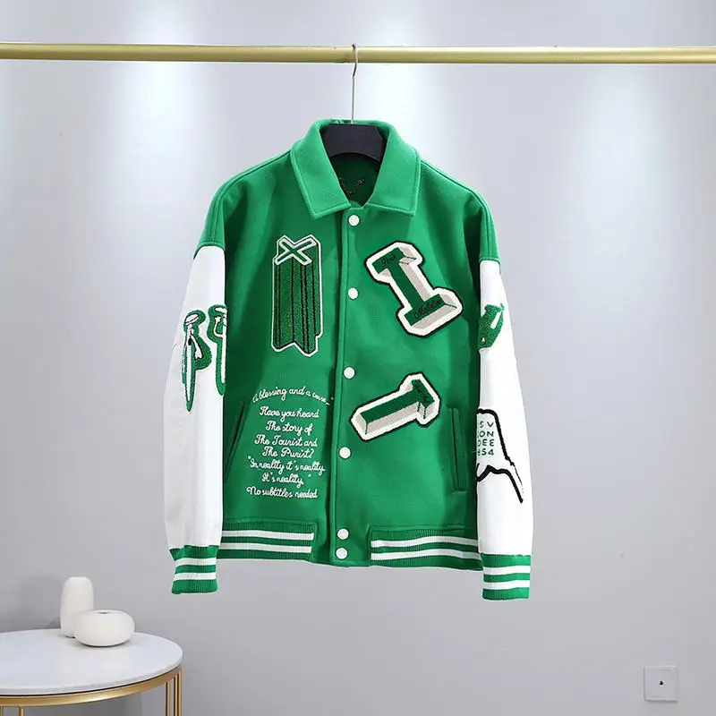 OEM Custom Chain Chenille Patch Embroidery Leather Sleeve Vintage Baseball Letterman  Varsity Jacket For Men - Buy OEM Custom Chain Chenille Patch Embroidery  Leather Sleeve Vintage Baseball Letterman Varsity Jacket For Men