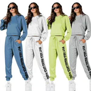Custom Sportswear Reflective Sweatsuit 2 Piece Set Lady Jogging Suits Winter Sports 2 Piece Pants Set Tracksuits for Women