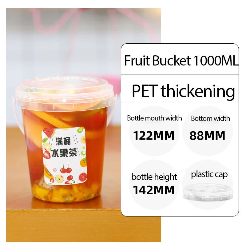 Wholesale Disposable Fruit Container Transparent Bucket Cup Pet Plastic