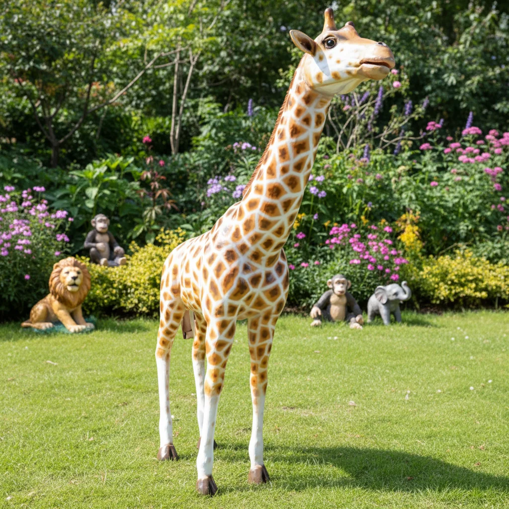 Haichuan Simulation Life Size Animatronic Giraffe Model Realistic Wild Animal Statue for Amusement Zoo Park Shopping Mall