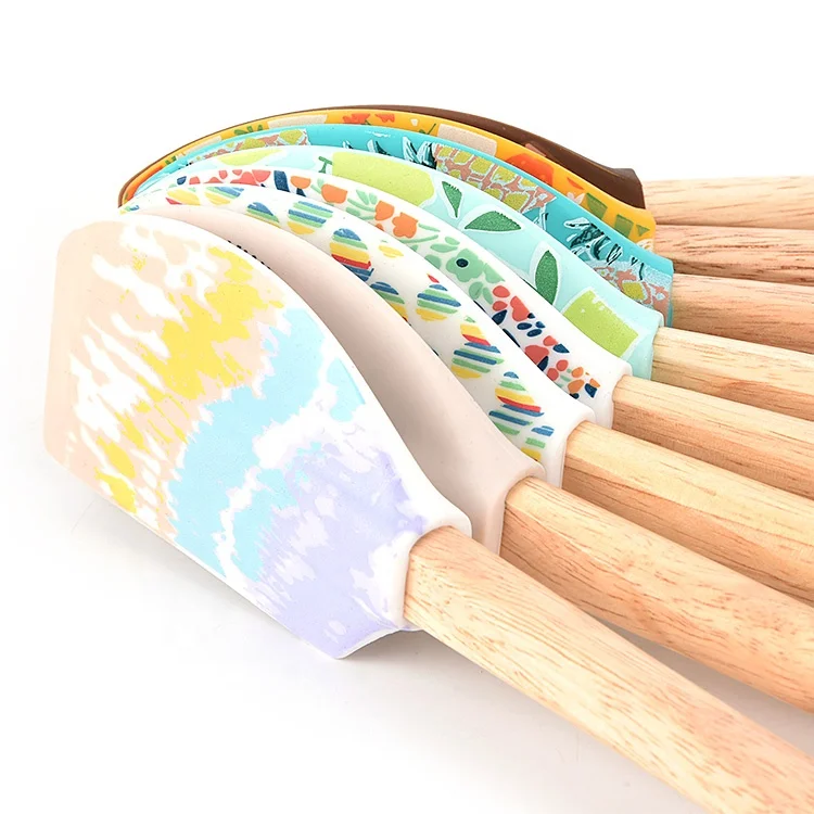 Set Di Utensili Da Cucina In Silicone, 9 Pezzi, Set Di Spatole Per Utensili Da Cucina Con Manico In Legno Per Pentole Antiaderenti Resistenti Al~p115417854