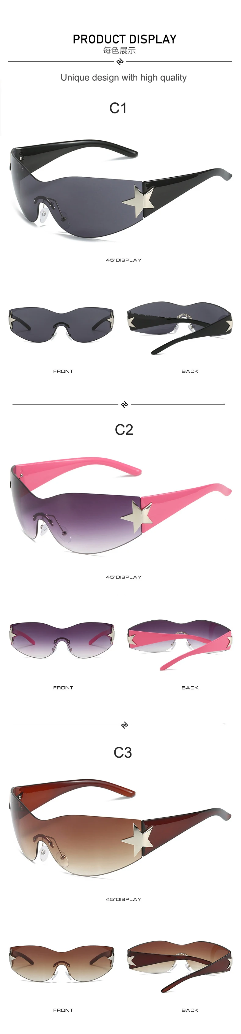 Sunway Eyewear Wrap Around Oversized Hot Futuristic One Piece Lens Star