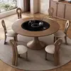 solid wood round table, 6 key chair