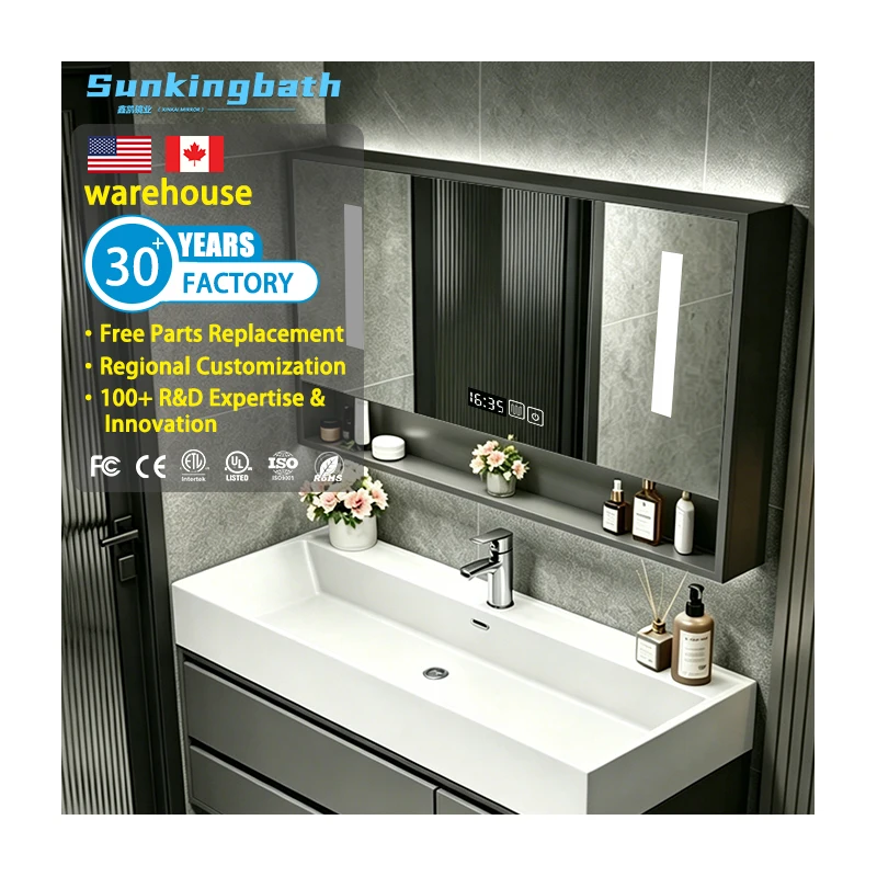 Wholesale Led Hotel Mirror Cabinet Water Proof Bathroom Vanities Furniture Luxury Aluminum Bathroom Vanity Cabinet 2026 Hot Sale