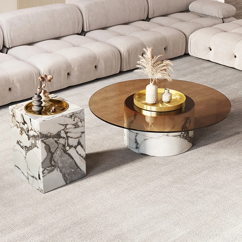 Minimalist Family Coffee Table Living Room Creative Cream Round Table