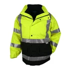 Reflective Jacket 7 in 1 Yellow Waterproof Reflective Class 3 Safety Parka Jacket With Zipper and Pockets Size XXL