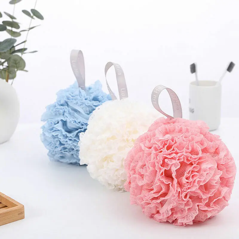 Exfoliating Large Body Scrubber Sponge for Body Flower Brush Puff Bathing Loofah Mesh Shower