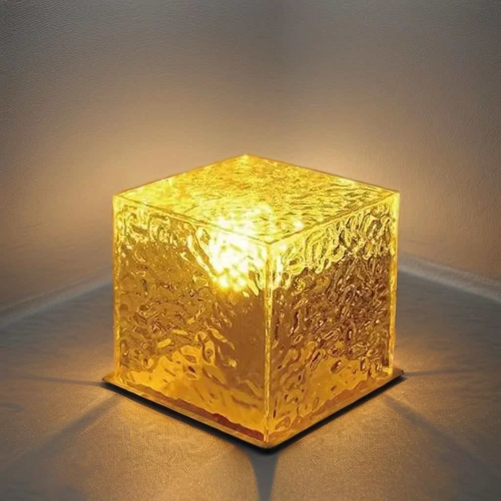 LED Night Light Rotating Water Ripple Effect Small Night Light Flame Atmosphere Light USB Power 5V Shadow Gift Desk Lamp