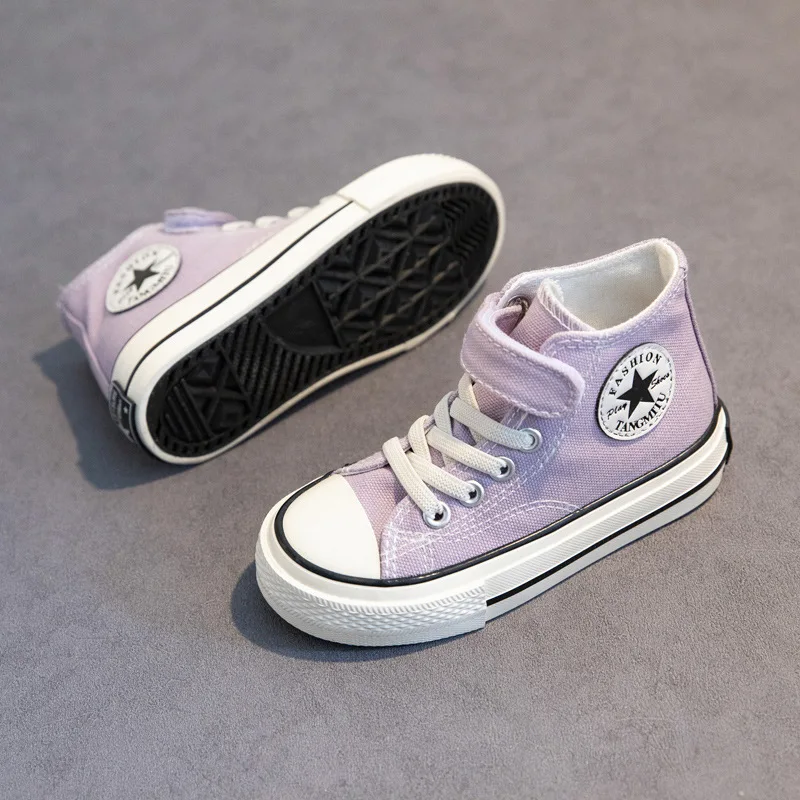 Spring New Children's Canvas Shoes 2021 Boys and Girls High-Top Comfortable  Baby Shoes Korean Style White Shoes Fashion