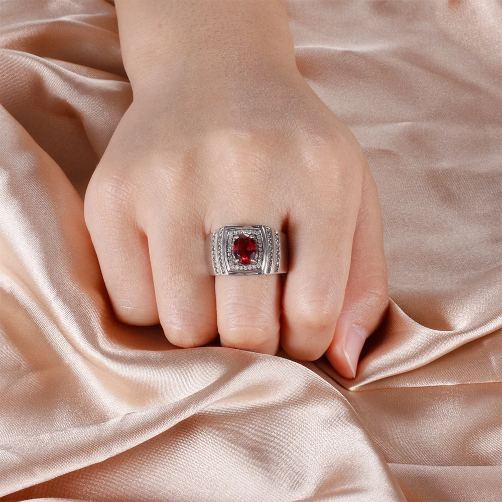 Anillo de rubí auténtico para mujer, de Plata de Ley 925, joyería