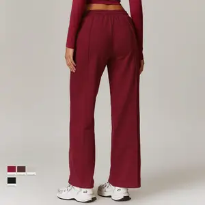 High Waist Wide Leg Straight Pants Stretch Fit Quick Drying Gym Yoga Leggings Women for Outdoor Workouts