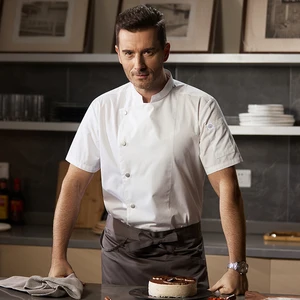 Men's Women's Summer Kitchen Clothing Chef Overalls Long Short Sleeves Thin Breathable Woven Catering Uniforms for Restaurant