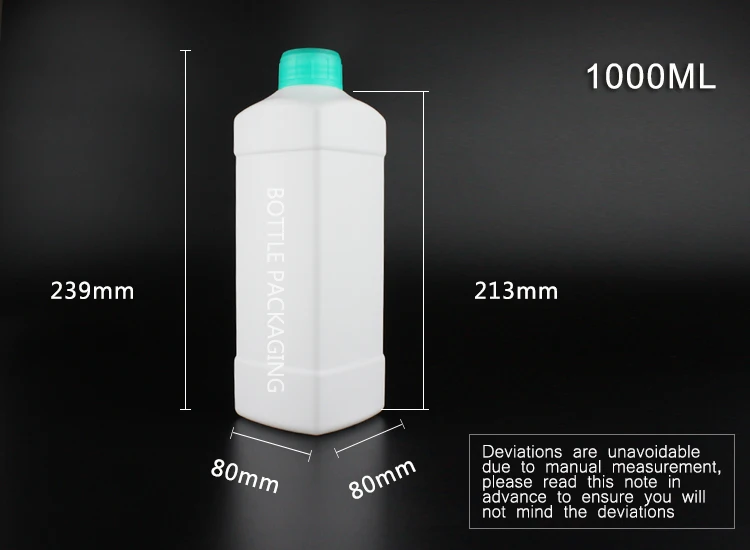 Thick Empty 1L 33oz Laboratory Storage Bottles 34 oz 1000ml HDPE Chemicals Packaging Square Plastic Bottle