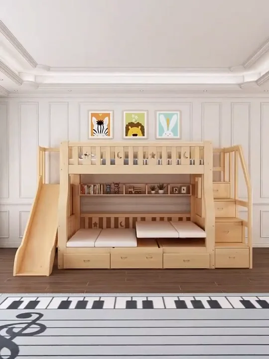 Luxury Children Loft Bed Modern Wooden Combined Bunk Bed Bedroom Furniture Adult Bunk Bed With