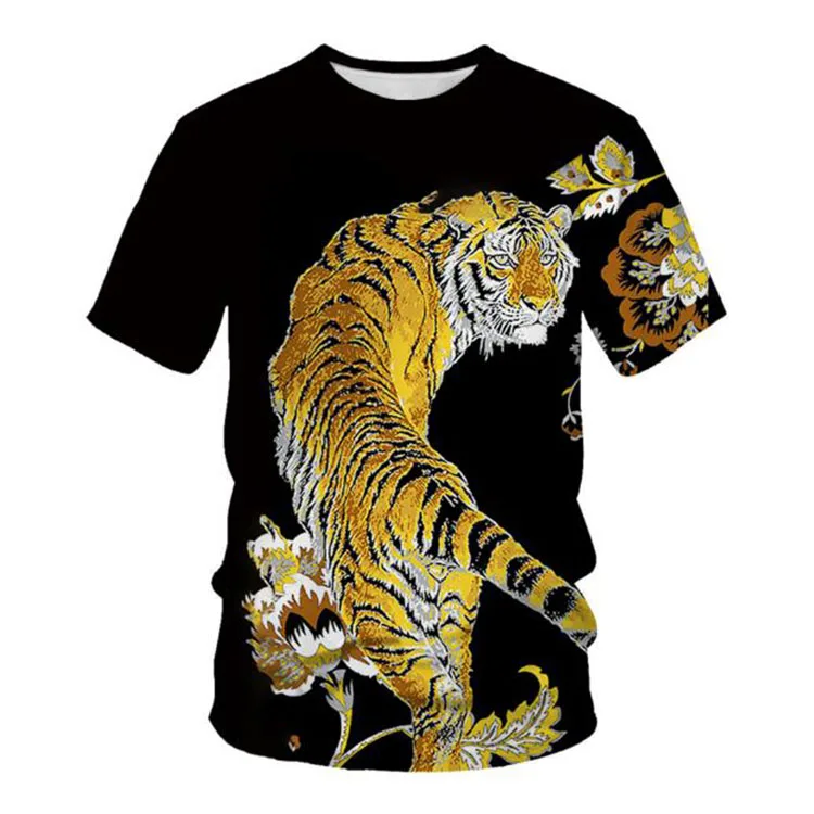 Animal Tiger 3d Printing Tshirt Fashion Mens Tee Shirt Casual Oneck