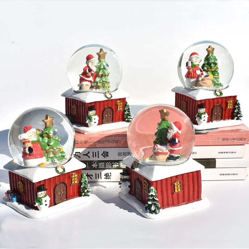 Рождественские сувенирные подарки, поделки из смолы, стеклянный Снежный шар, водяной шар Санта